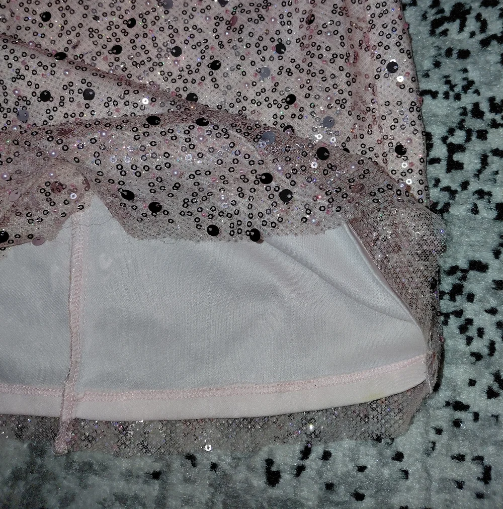 NWT Lucy in the Sky Small Pink Sequin Mini Dress Y2K Party Homecoming Ruffle